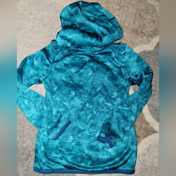 Under Armour Youth Size SM Hoodie Cold Gear Hooded Sweatshirt Blue Teal - Picture 2 of 3